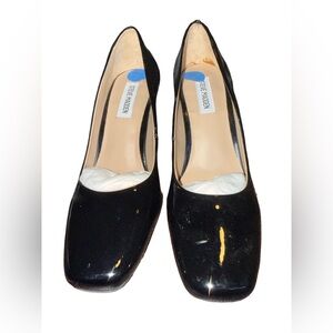 NEW Steve Madden Women's 7.5Nemet Black Patent Leather Platform Heels